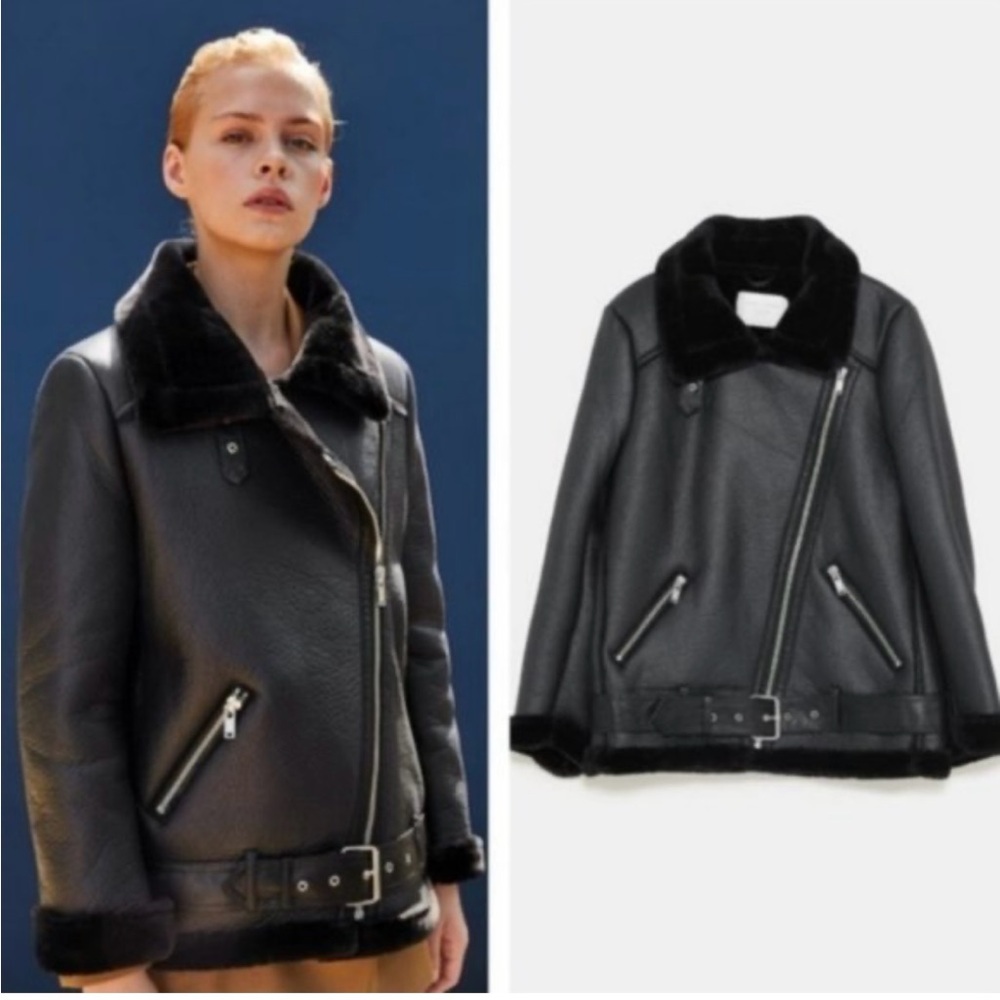 Zara Women's Black Shearling Jacket